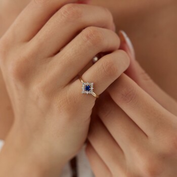 Lacivert Taş Detaylı Vintage Yüzük - Ali Altınbas