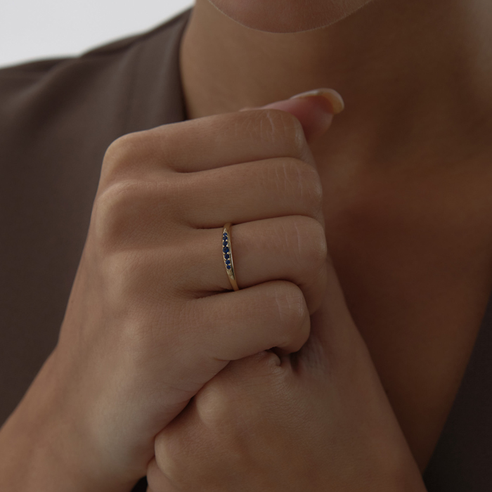 Lacivert Taşlı Line Yüzük - MİST (1)