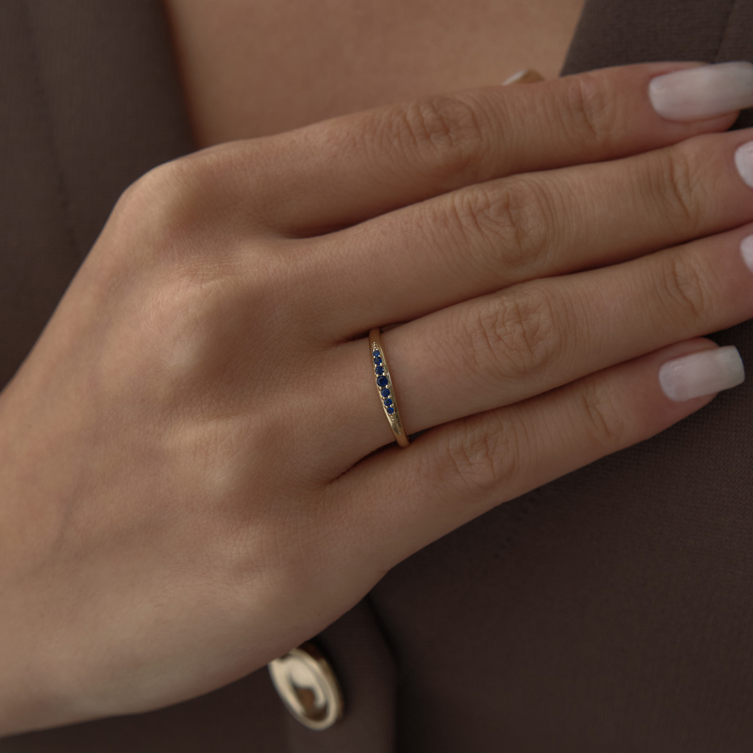 Lacivert Taşlı Line Yüzük - 1