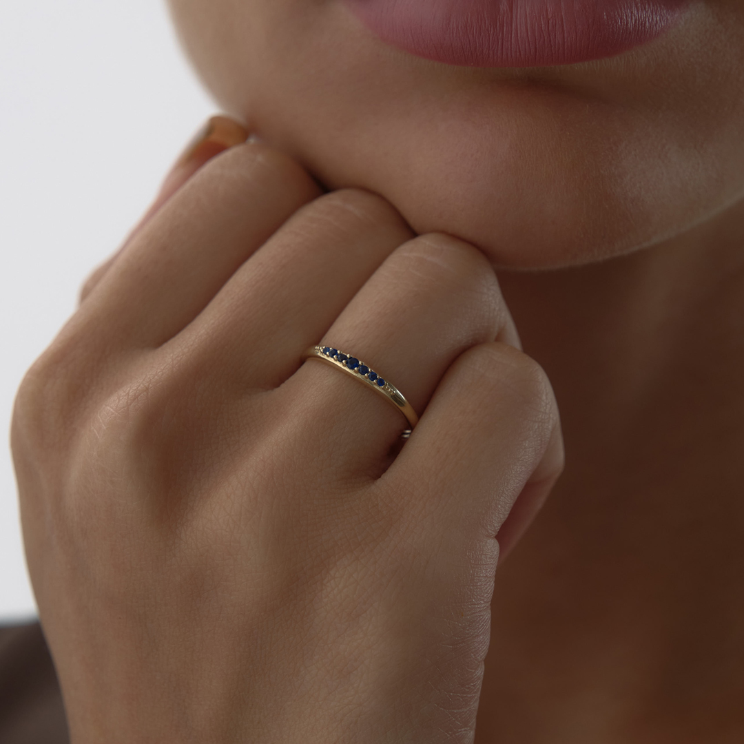 Lacivert Taşlı Line Yüzük - 3