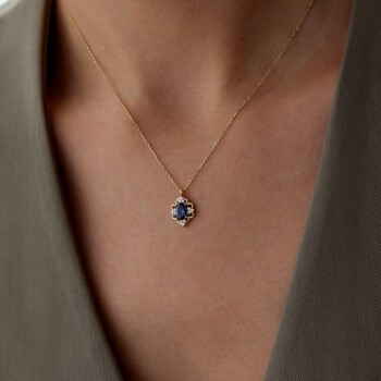 Lacivert Taşlı Queen Kolye - Rayna (1)