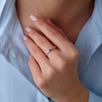 Lacivert Taşlı Yüzük - Mazi (1)