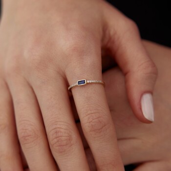 Lacivert Yarımtur Su Yolu Yüzük - Cemart (1)