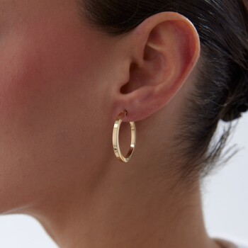 Large 2.50mm Kenarlı Boru Halka Küpe - Tuana