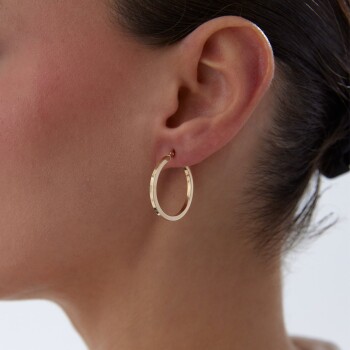 Large 2mm Kenarlı Boru Halka Küpe - Tuana