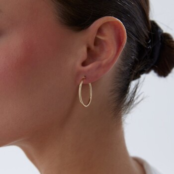 Large 2mm Oval Boru Halka Küpe - Tuana