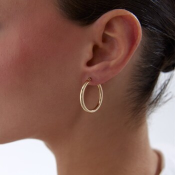 Large 3mm Oval Boru Halka Küpe - Tuana