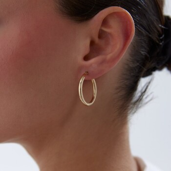 Large 3mm Oval Boru Halka Küpe - Tuana (1)