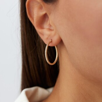 Large Dokulu Halka Küpe - Tuana