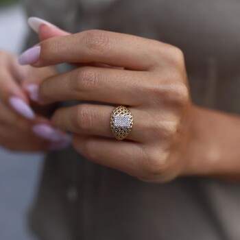 Lena Örgü Taşlı Yüzük - Alen