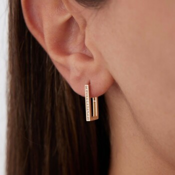 Levha Taşlı Ataç Küpe - Rayna