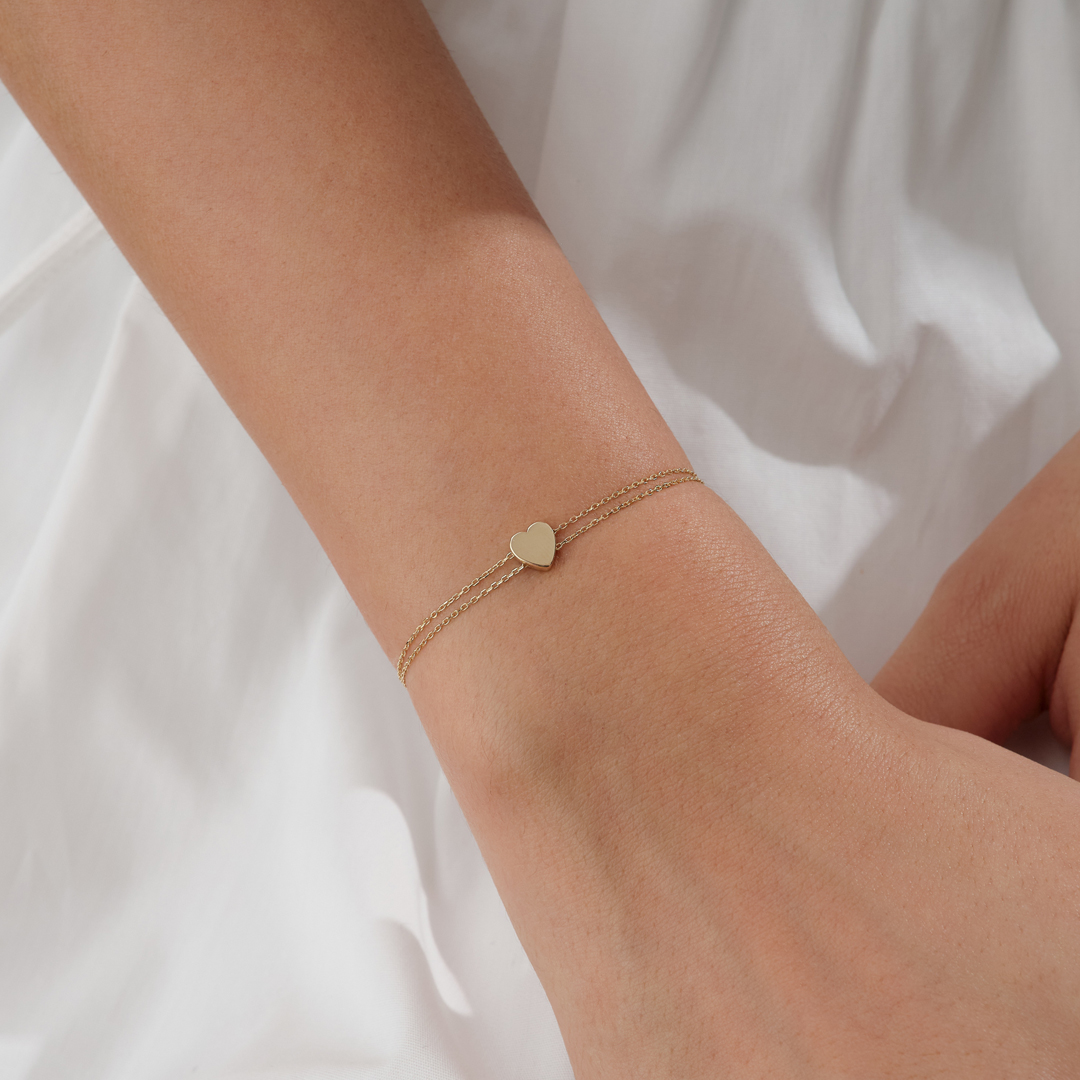Line Heart Çift Zincir Altın Bileklik - 1