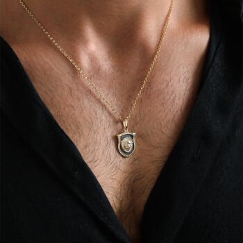 Lion Shield Erkek Kolye - Koçak