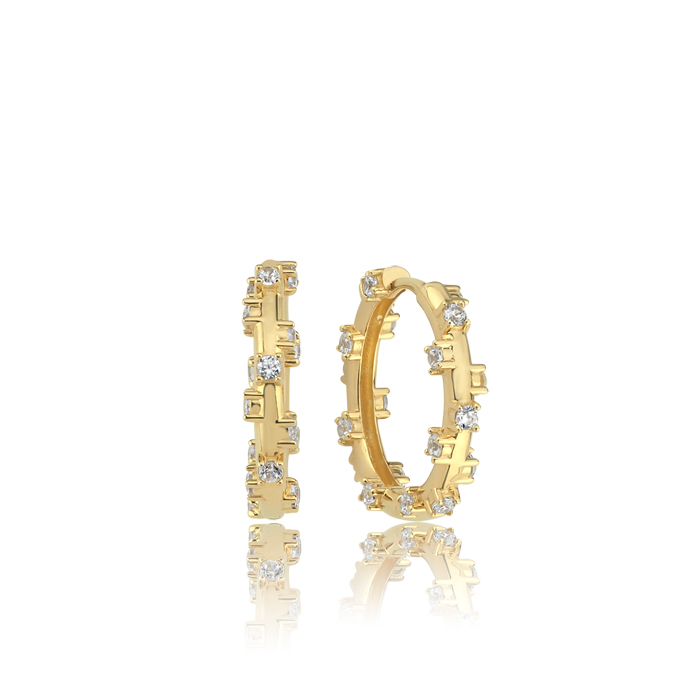 Liora Taşlı Halka Altın Küpe - Rayna (1)