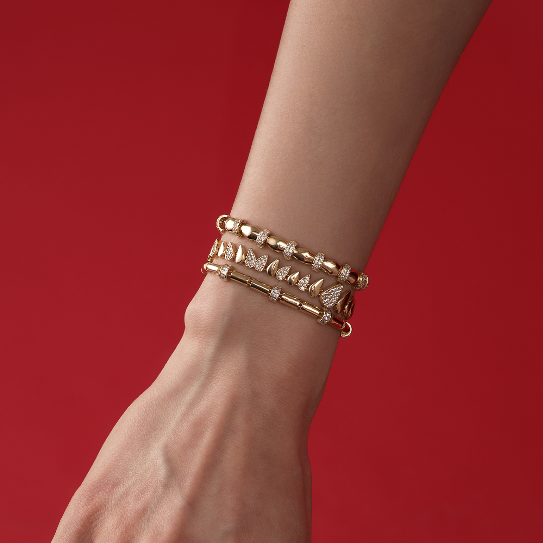 Lume Kare Taş Detaylı Altın Bileklik - 2