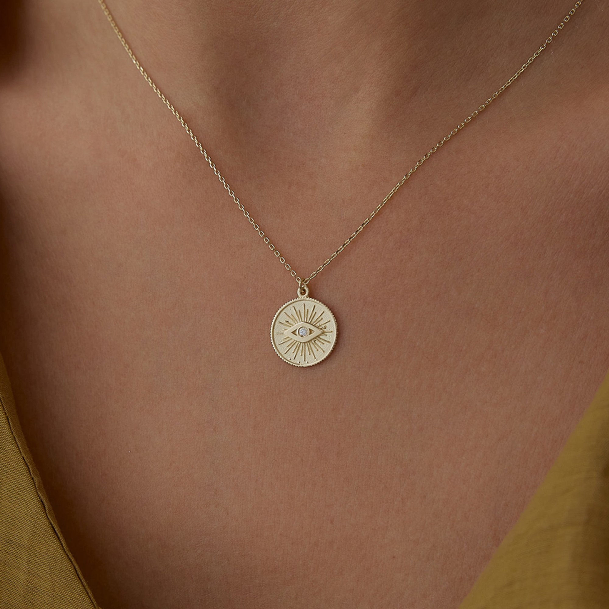 Madalyon Tektaş Göz Kolye - Melike