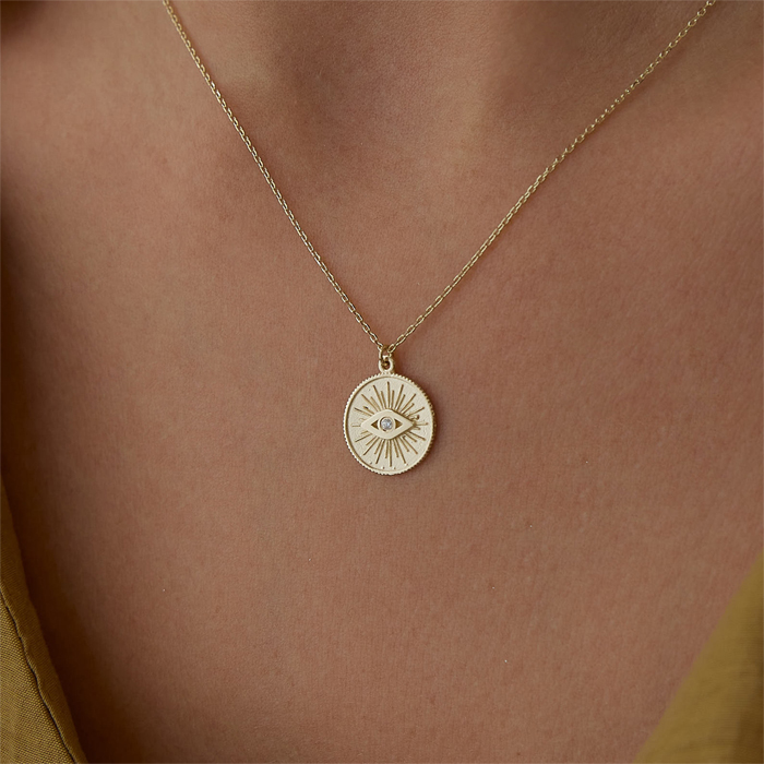 Madalyon Tektaş Göz Kolye - Melike (1)