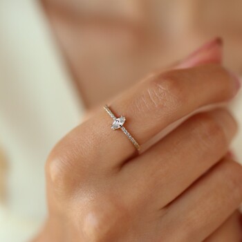 Markiz Taşlı Yarımtur Yüzük - Vedat