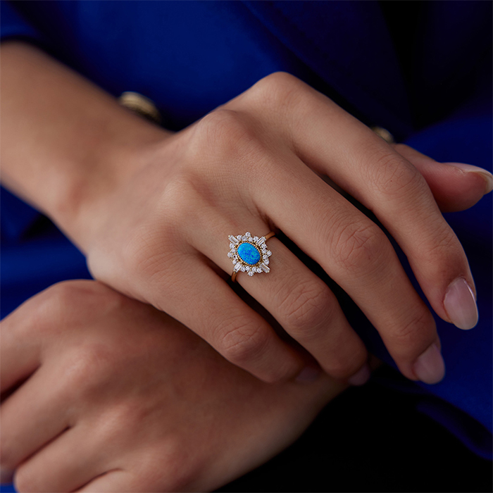 Mavi Ay Taşı Vintage Yüzük - Alen (1)