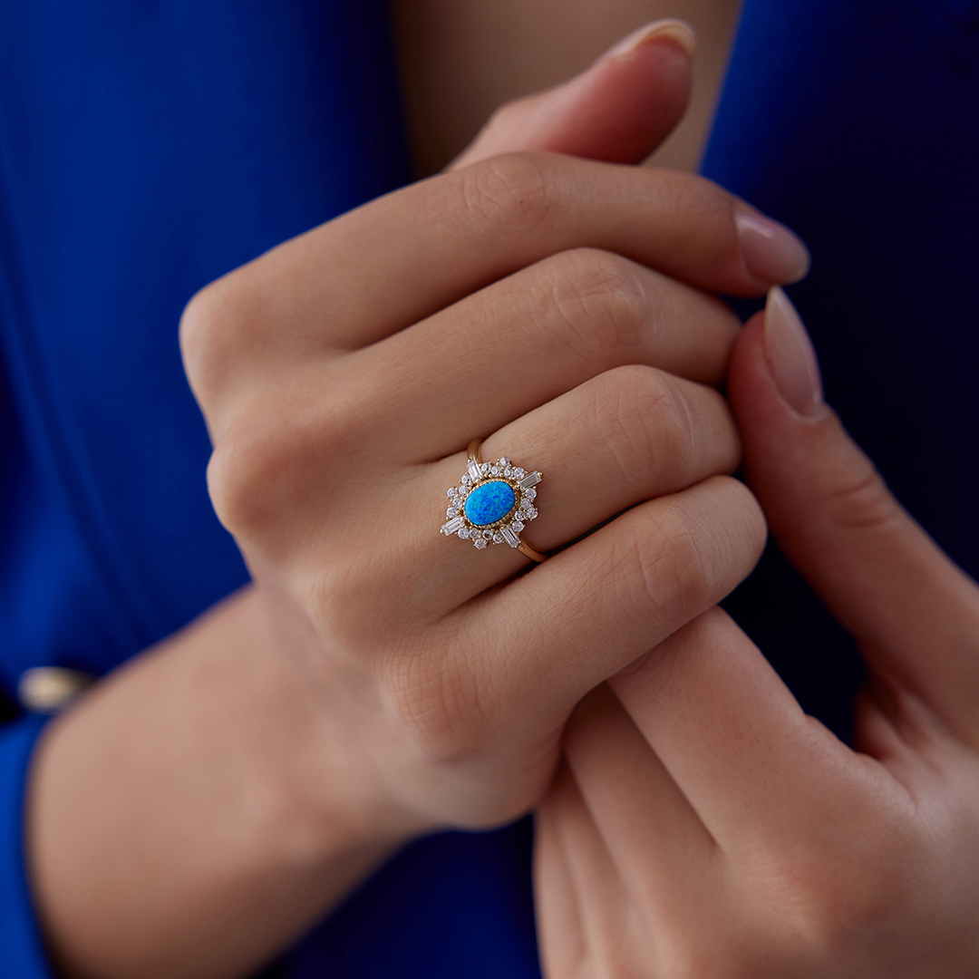 Mavi Ay Taşı Vintage Yüzük - 1