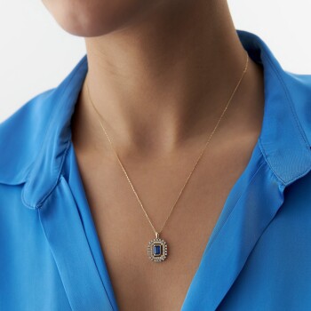 Mavi Baget Taşlı Kolye - 2