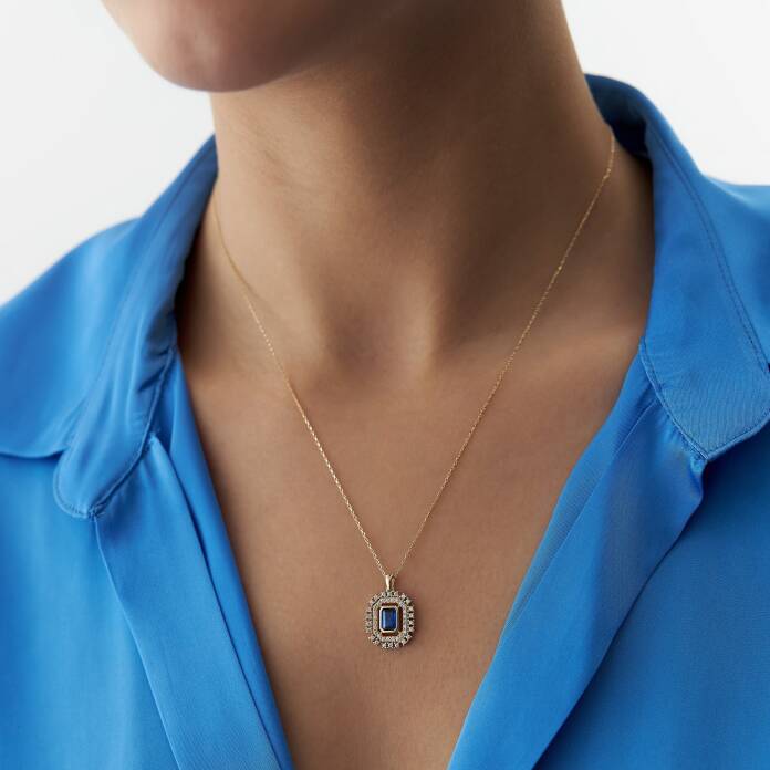 Mavi Baget Taşlı Kolye - 2