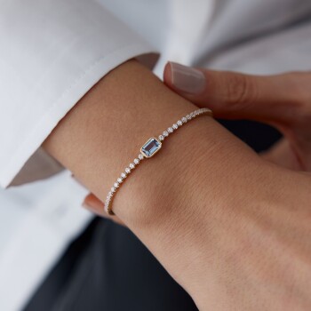 Mavi Baget Taşlı Su Yolu Bileklik - Rayna