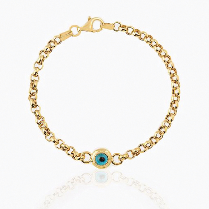 Mavi Boncuk Göz Doç Zincir Çocuk Bilekliği - Melike