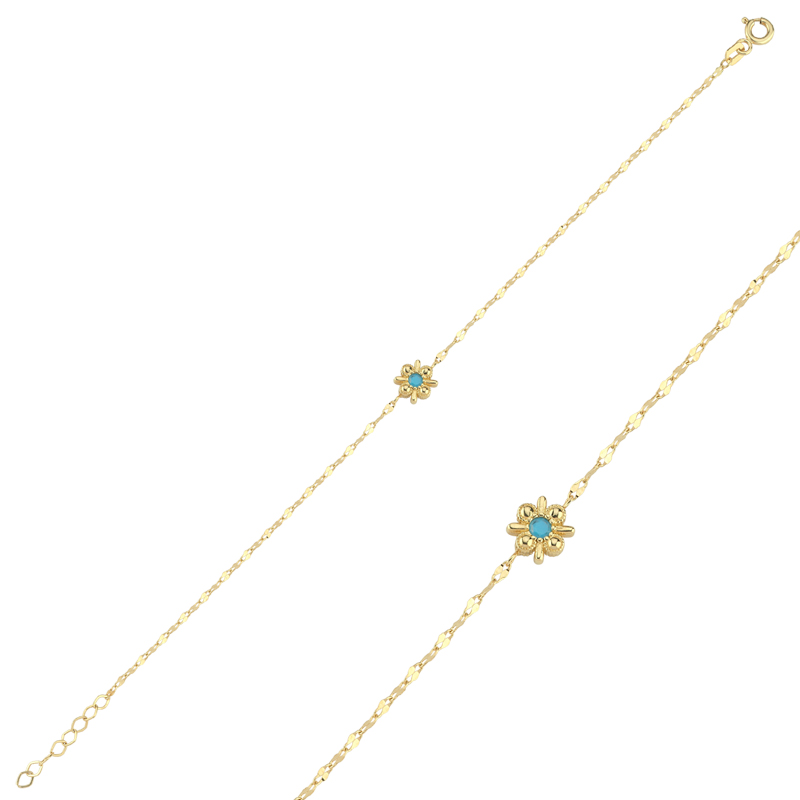 Mavi Çiçek Bumerang Bileklik - Gökhan Bera