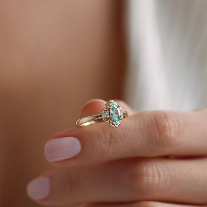 Mavi Leaf-Clover Yüzük - 2