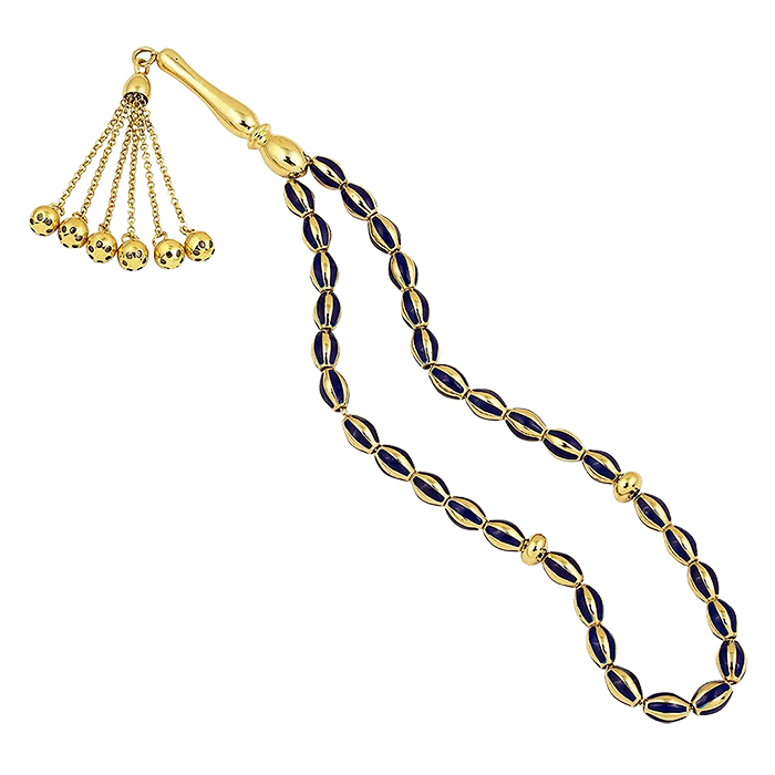 Mavi Mineli Altın Tesbih - Zere