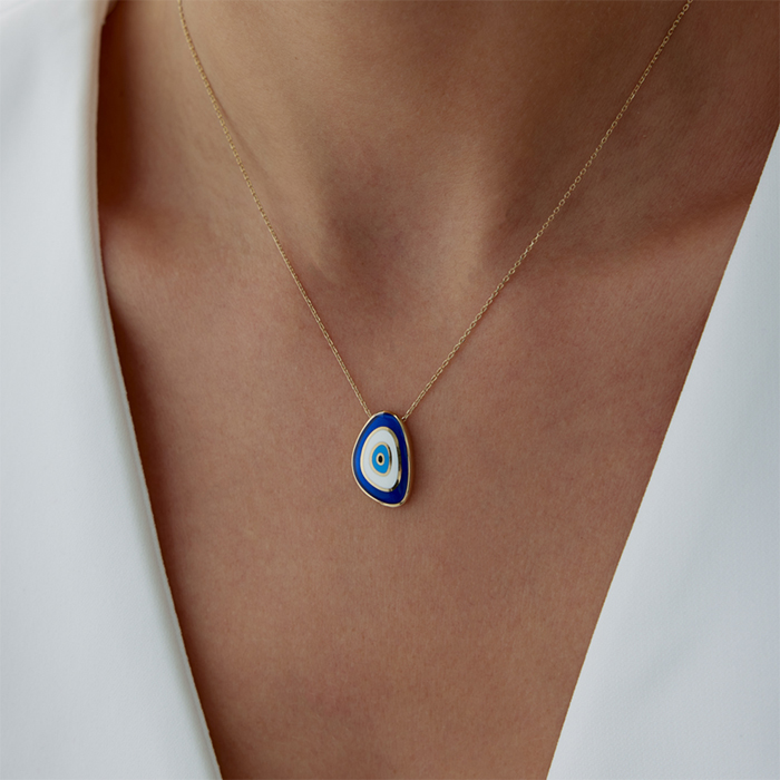Mavi Mineli Eye Kolye - Cemart (1)