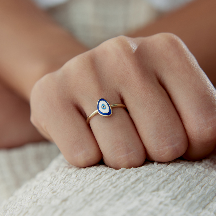 Mavi Mineli Eye Yüzük - Cemart