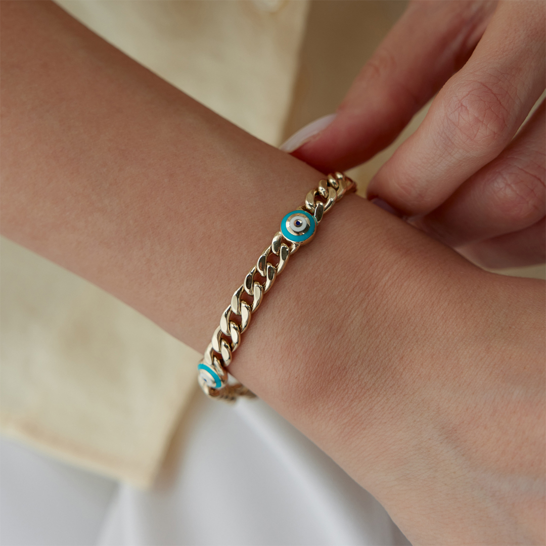 Mavi Mineli Göz Gurmet Bileklik - 1