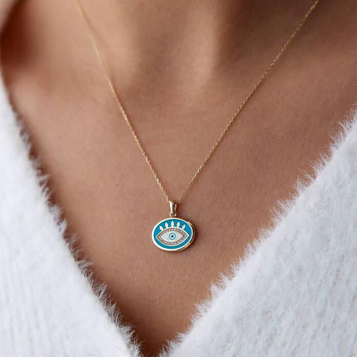 Mavi Mineli Göz Kolye - 2