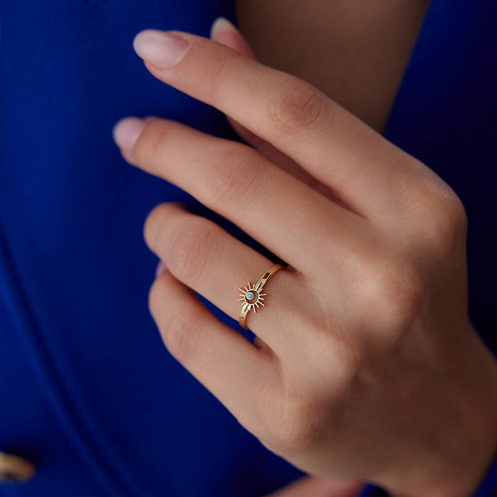 Mavi Mineli Güneş Yüzük - 1