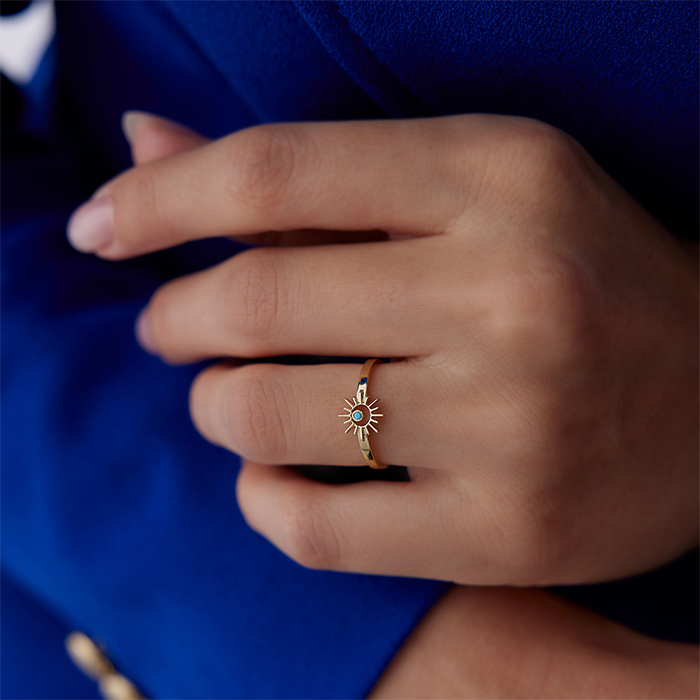 Mavi Mineli Güneş Yüzük - 2