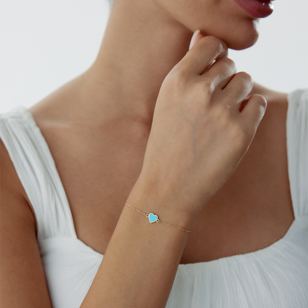 Mavi Mineli Kalp Bileklik - 2