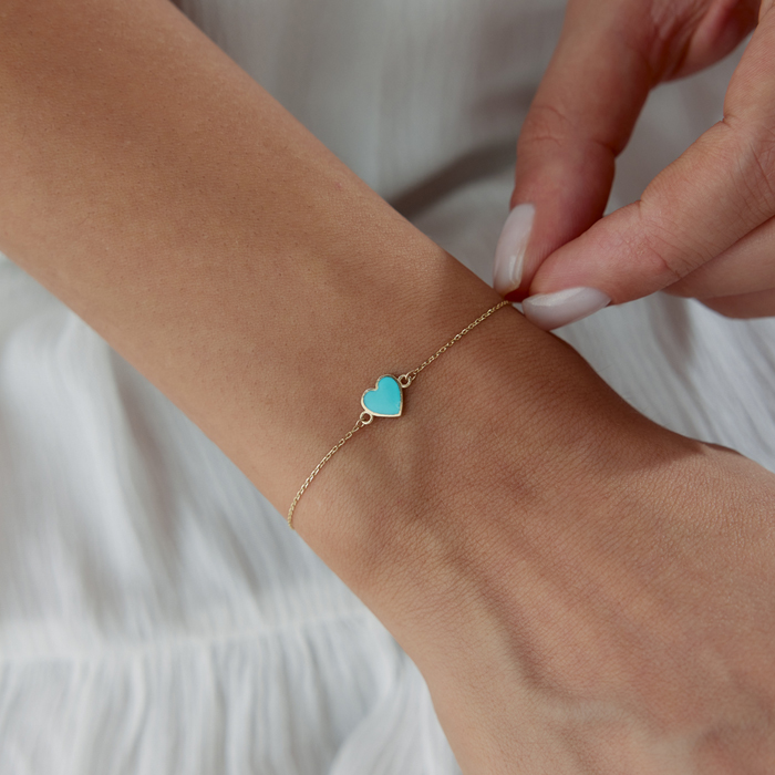 Mavi Mineli Kalp Bileklik - Rayna