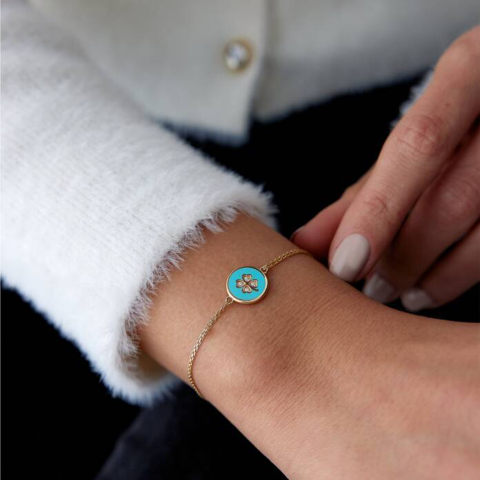 Mavi Mineli Yonca Bileklik - 2