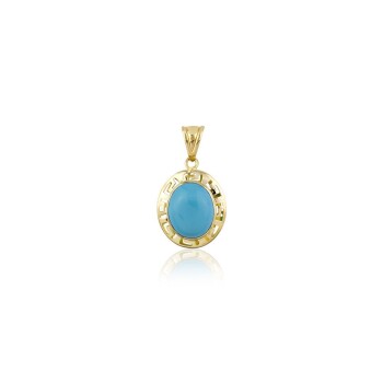 Mavi Opal Taşlı Greek Charm - Big Gold