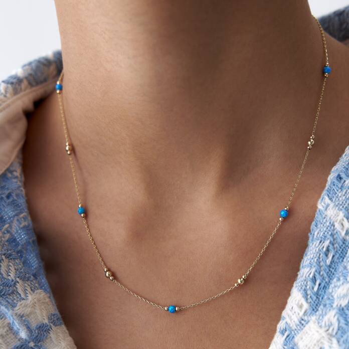 Mavi Opal Toplu Kolye - 1