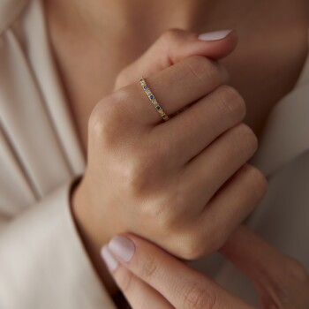 Mavi Taş Detaylı Yüzük - Alen (1)