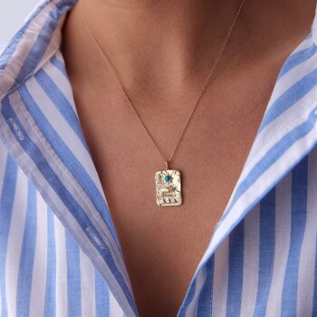 Mavi Taşlı Antik Kolye - Cemart