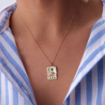 Mavi Taşlı Antik Kolye - Cemart (1)