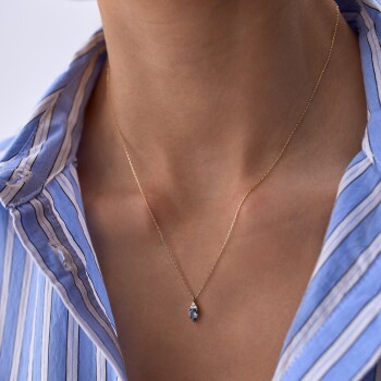 Mavi Taşlı Prenses Damla Kolye - Rayna (1)