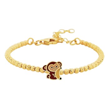 Maymun Figürlü 14 Ayar Altın Çocuk Bileklik - Melike
