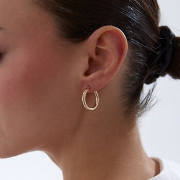 Medium 3mm Oval Boru Halka Küpe - Tuana (1)