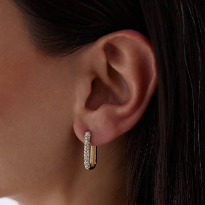 Medium Bombe Taşlı Ataç Küpe - 1