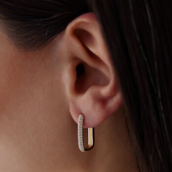 Medium Bombe Taşlı Ataç Küpe - 3